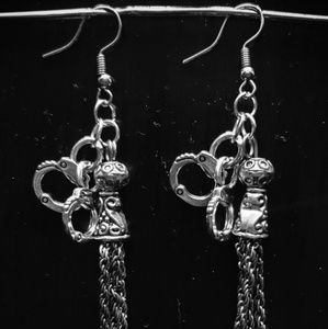 Handmade Fetish/BDSM Flogger & Handcuffs Earrings